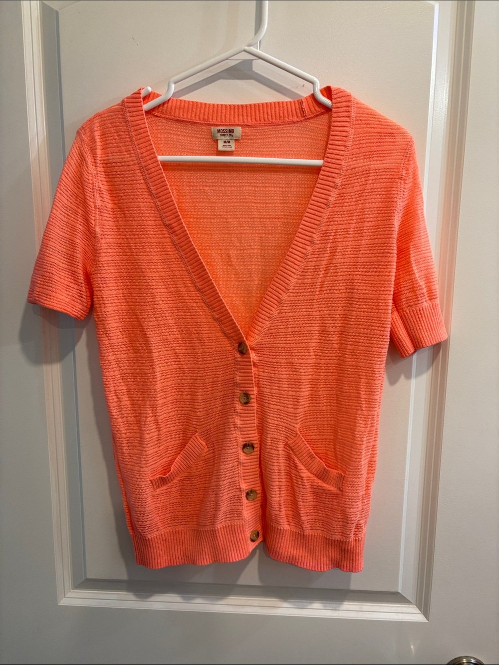 Mossimo Supply Co. Coral Short Sleeve Button Cardigan
